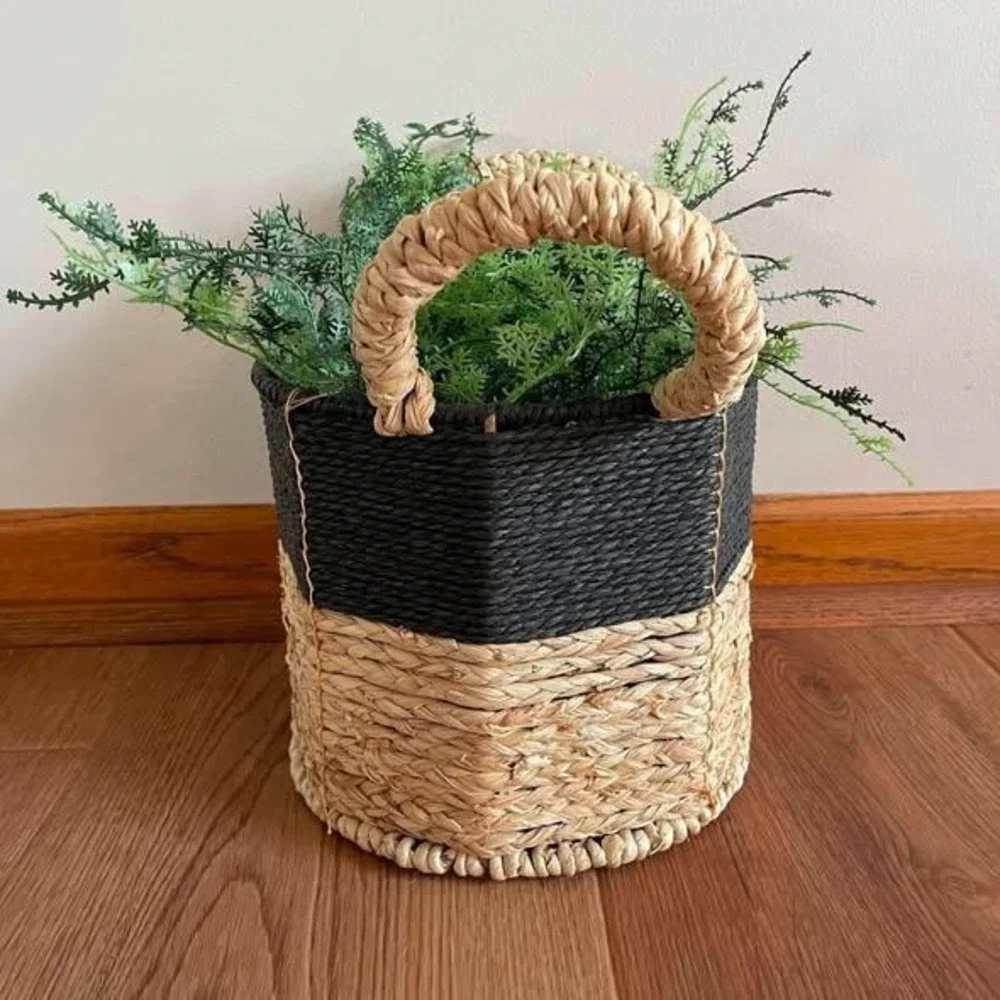 Seagrass Basket Black Neutral Woven 8